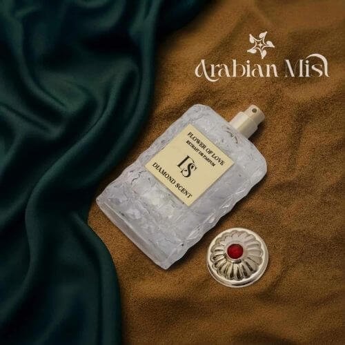 Flower of Love perfume close up Arabian Mist Dubai floral scent rose jasmine romantic soft fragrance